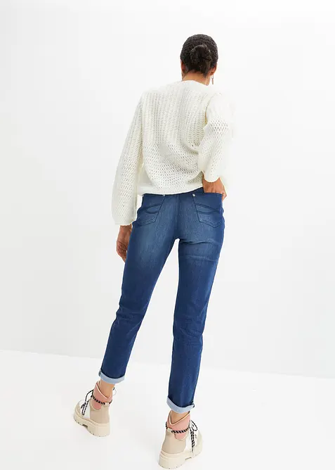 Fodrade jeans i boyfriendmodell med mjuk insida Mid Waist, bonprix