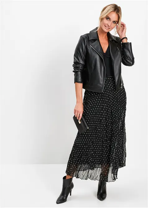 Chiffongkjol i krinklat material, bonprix