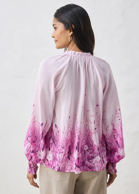 Blus med sidenandel, bonprix