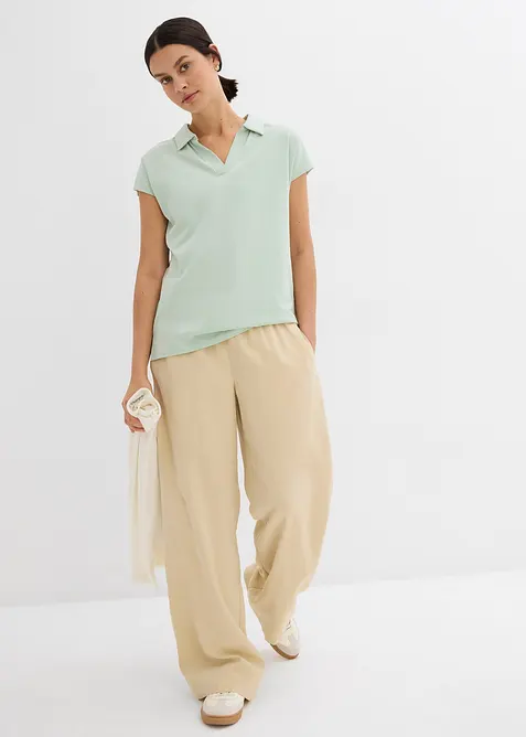 Topp med &ouml;ppen tenniskrage, bonprix