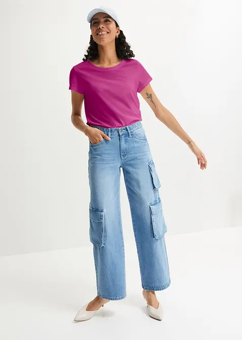 T-shirt med rund halsringning (5-pack), bonprix