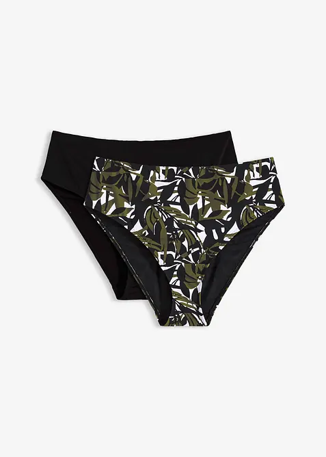 Bikinibyxa med h&ouml;g midja och l&auml;tt formande effekt (2-pack), bonprix