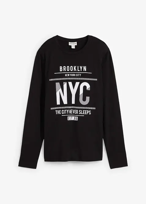 L&aring;ng&auml;rmad T-shirt i ekologisk bomull, smal passform, bonprix