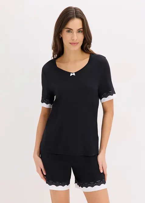 Pyjamas med shorts, i mjuk bomull och viskos, bonprix