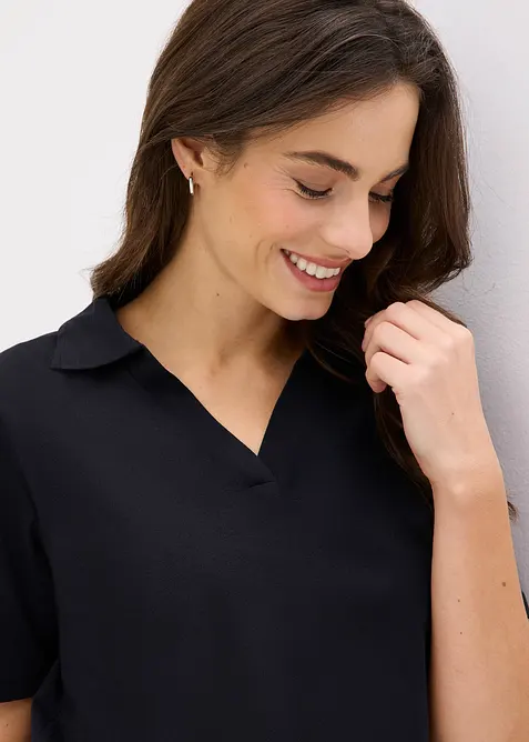 Kort pyjamas med tenniskrage i bomull, bonprix