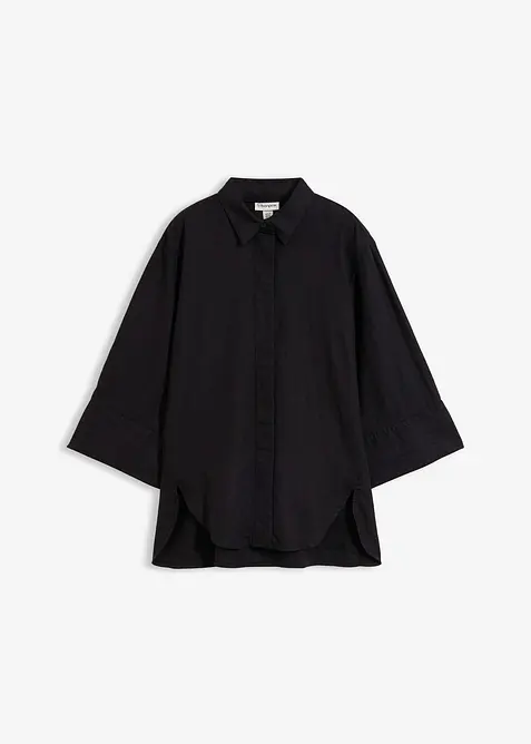 Skjortblus i svalkande linnemix, bonprix