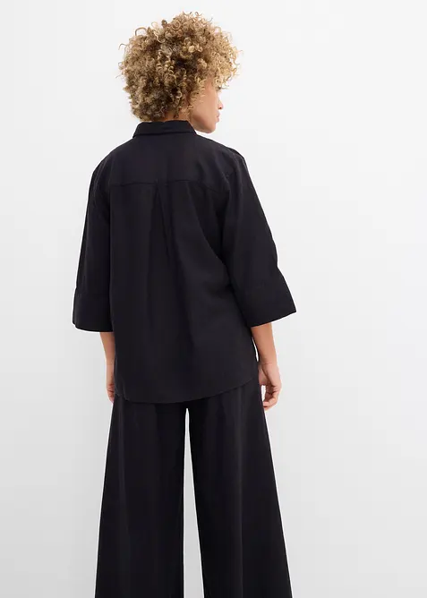 Skjortblus i svalkande linnemix, bonprix