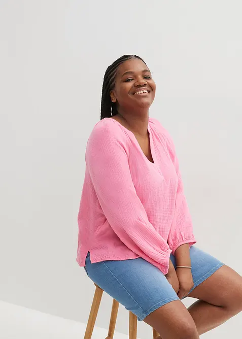 Muslinblus i oversizemodell av bomull, bonprix