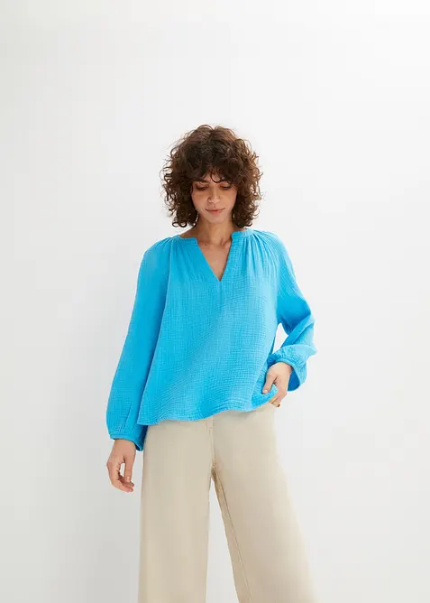 Muslinblus i oversizemodell av bomull, bonprix