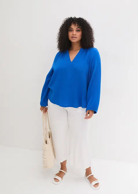 Muslinblus i oversizemodell av bomull, bonprix