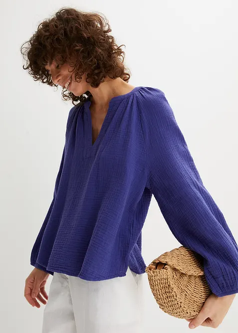 Muslinblus i oversizemodell av bomull, bonprix