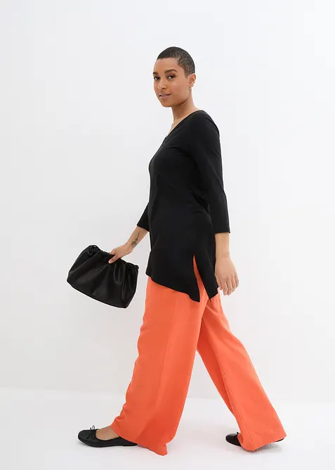 Asymmetrisk l&aring;ng topp i bomull och viskos, bonprix