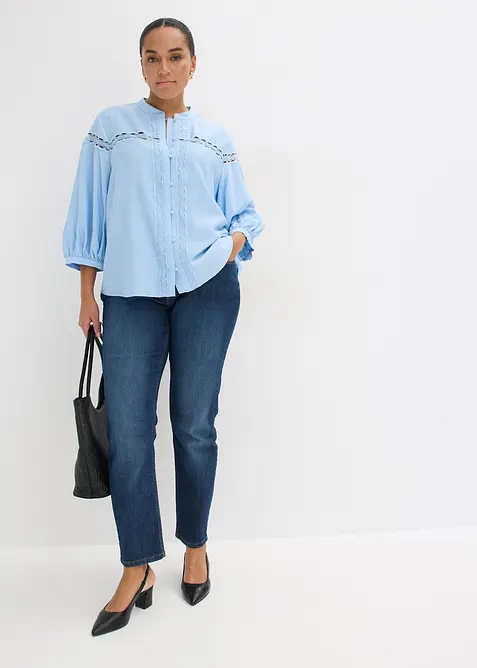 Bomullsblus med broderi, bonprix