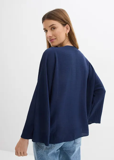 Blus i bomull med vida &auml;rmar, bonprix
