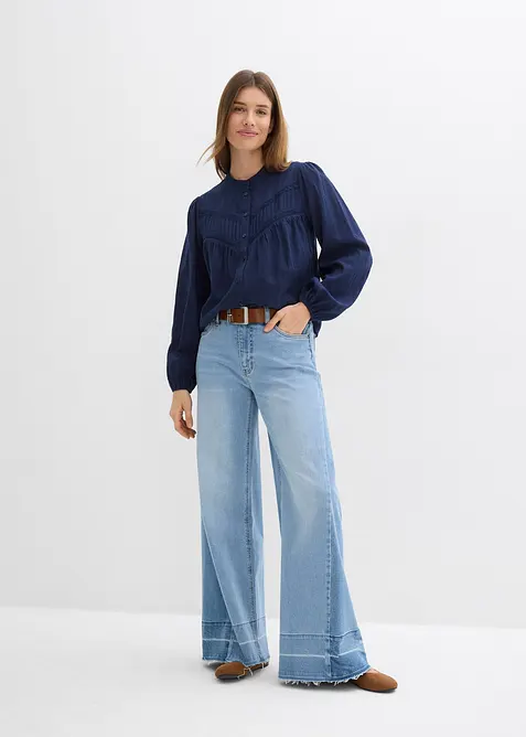 Bomullsblus med broderi, bonprix