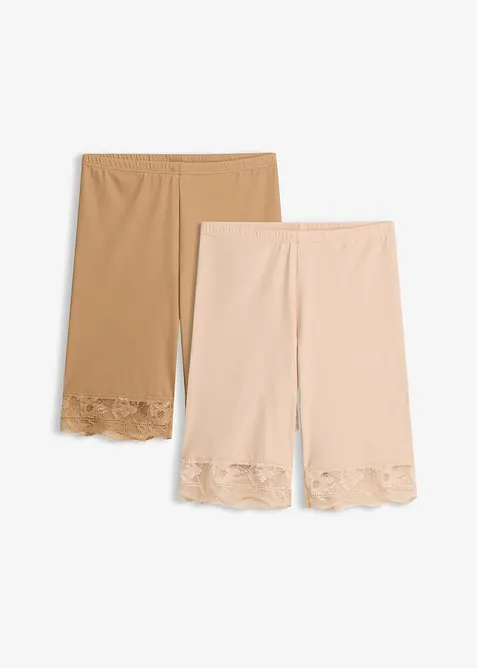 Cykelbyxa med anti skav-funktion och svalkande polyamid (2-pack), bonprix