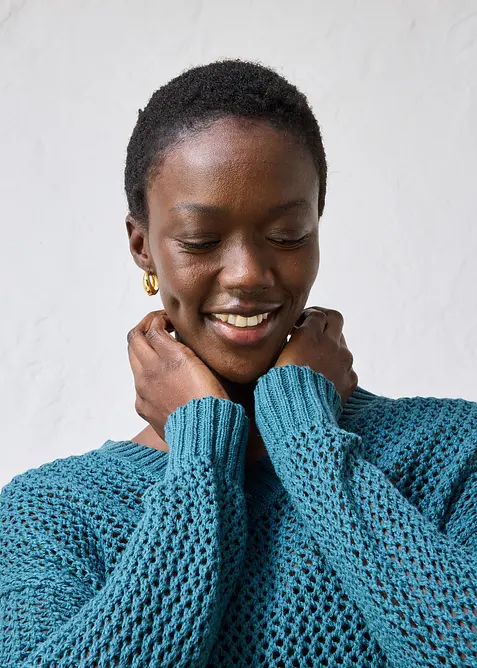 H&aring;lm&ouml;nstrad tr&ouml;ja i l&auml;tt linnemix, bonprix