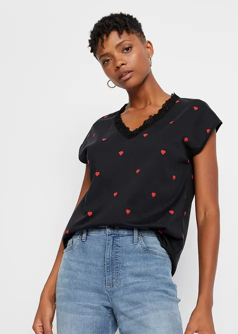 M&ouml;nstrad topp av ren bomull, bonprix