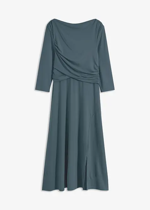 Draperad mellanl&aring;ng kl&auml;nning med 3/4-&auml;rmar, bonprix