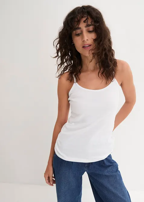 Linne med smala axelband, av bomull (3-pack), bonprix