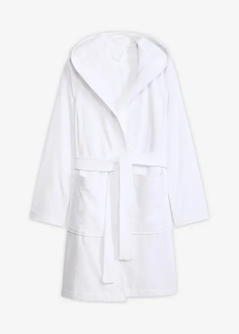 Badrock i frott&eacute; med huva, av ren bomull, bonprix