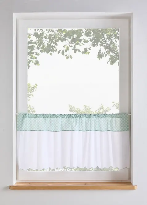 Caf&eacute;gardin av ekologisk bomull med rutor, bonprix