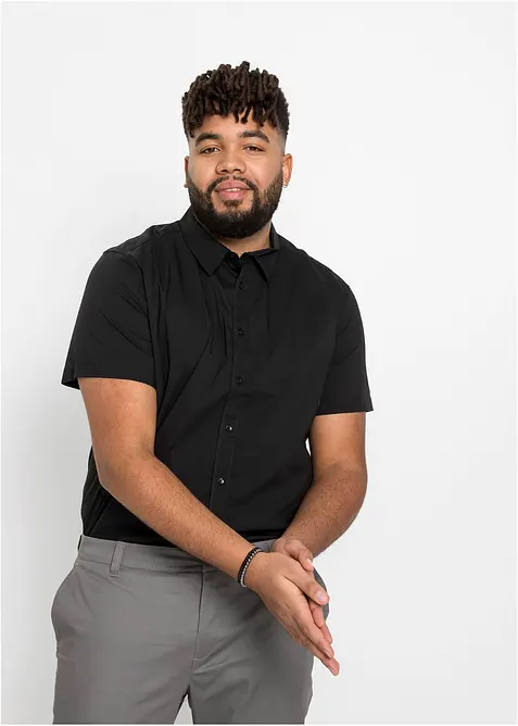 Stretchig kort&auml;rmad skjorta, smal passform, bonprix