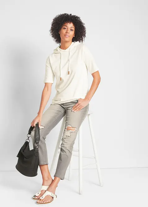 Sweatshirt med huva i bomullsmix, bonprix