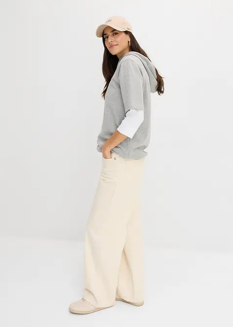 Sweatshirt med huva i bomullsmix, bonprix