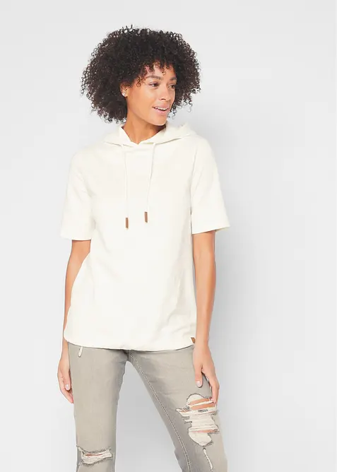 Sweatshirt med huva i bomullsmix, bonprix