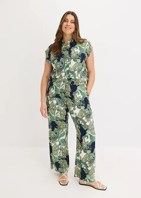 M&ouml;nstrad blus av viskos med mjukt fall, bonprix