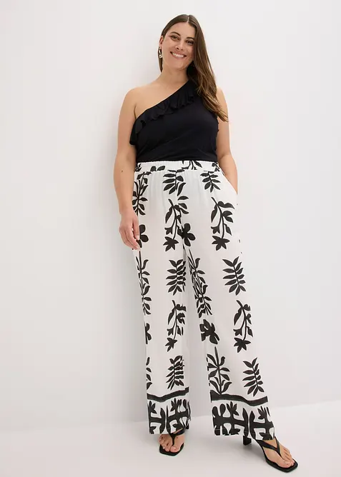 M&ouml;nstrad byxa i f&ouml;ljsam viskos, bonprix