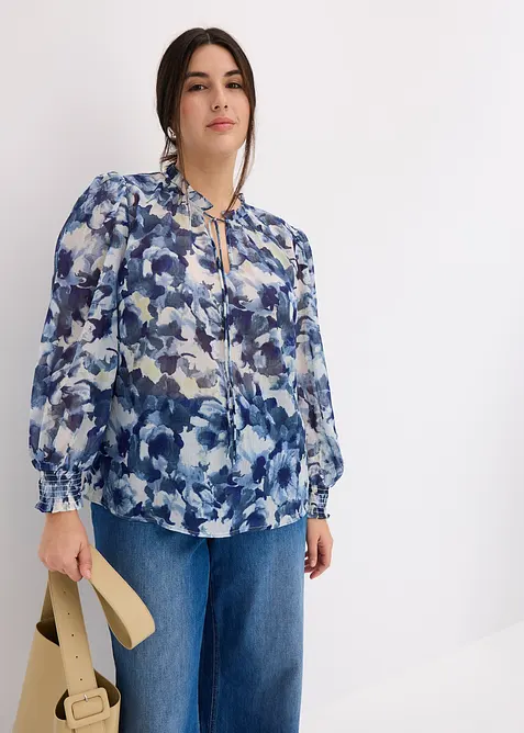 M&ouml;nstrad chiffongblus, bonprix