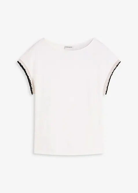 Topp i bomull med dekorativa &auml;rmslut, bonprix