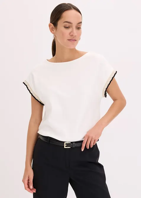 Topp i bomull med dekorativa &auml;rmslut, bonprix