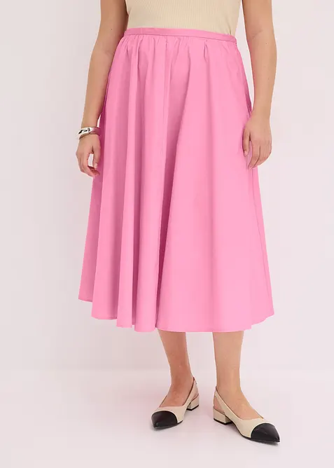 Mellanl&aring;ng kjol i stretchig bomullsmix, bonprix