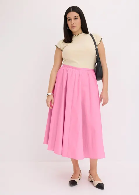 Mellanl&aring;ng kjol i stretchig bomullsmix, bonprix