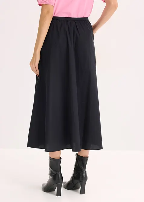 Mellanl&aring;ng kjol i stretchig bomullsmix, bonprix