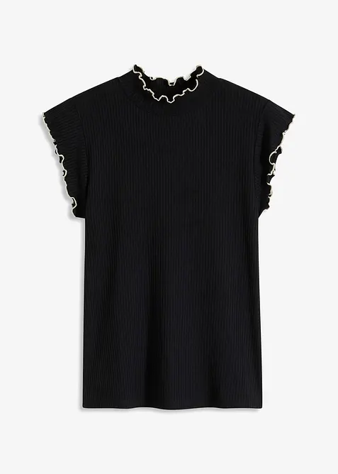 Ribbstickad topp av viskosmix, bonprix