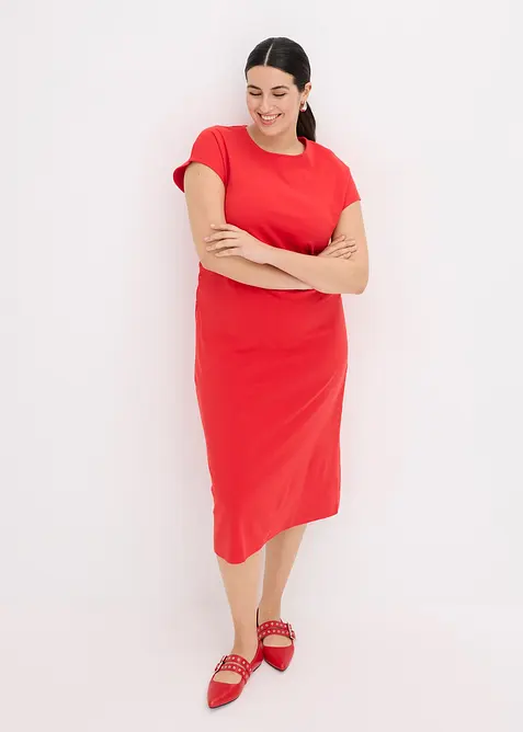 Mellanl&aring;ng kl&auml;nning med rynkad midja, bonprix