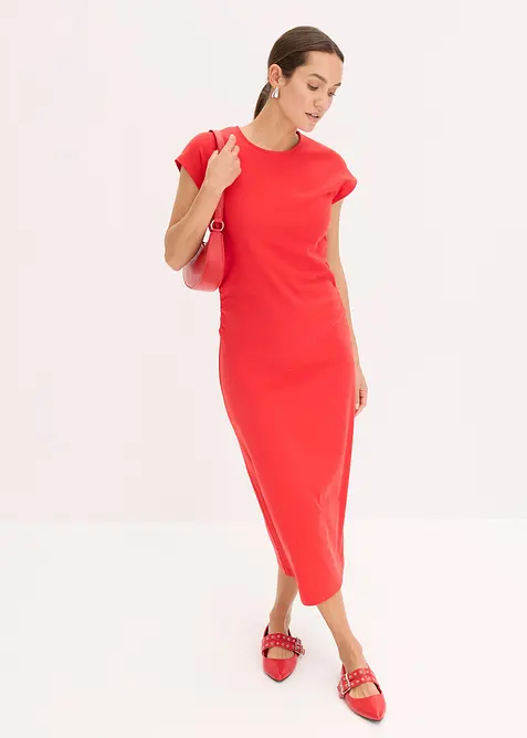 Mellanl&aring;ng kl&auml;nning med rynkad midja, bonprix