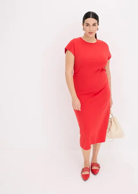 Mellanl&aring;ng kl&auml;nning med rynkad midja, bonprix