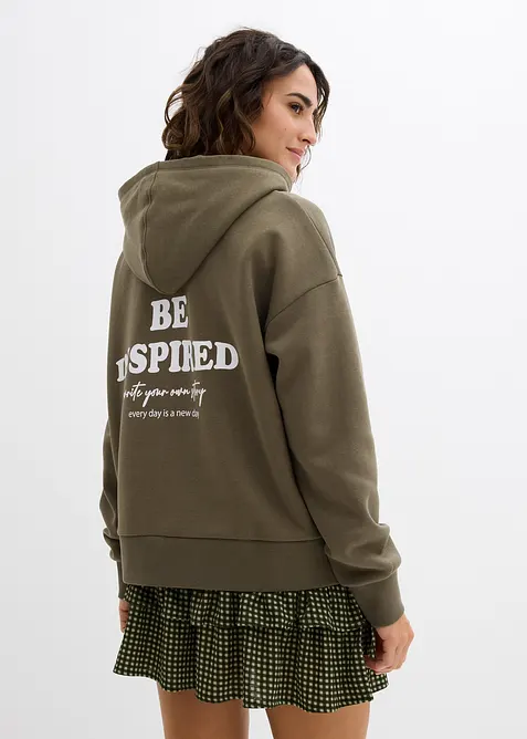 Oversizesweatshirt med huva i mjuk bomullsblandning, bonprix