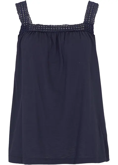 Avslappnat linne med axelband i spets, bonprix