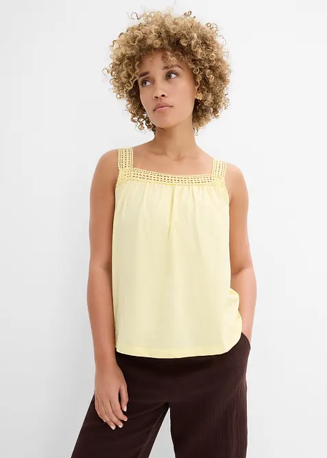 Avslappnat linne med axelband i spets, bonprix