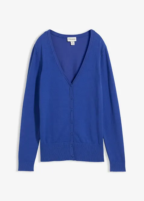 Finstickad cardigan med knappsl&aring;, bonprix