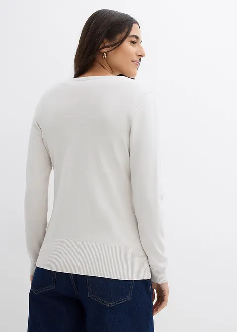 Finstickad cardigan med knappsl&aring;, bonprix