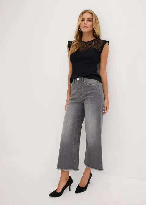 &Auml;rml&ouml;s topp med spets, bonprix