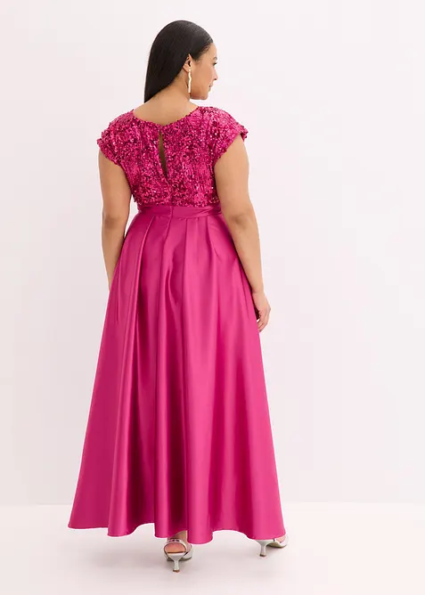 Maxikl&auml;nning i gl&auml;nsande satin med paljetter, bonprix