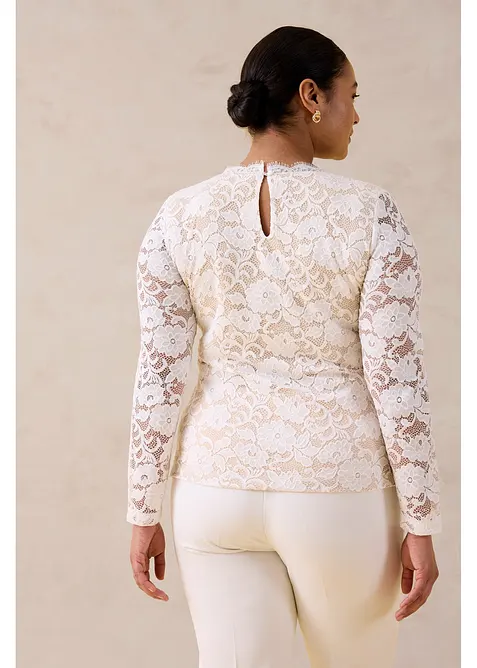 L&aring;ng&auml;rmad topp i spets, bonprix